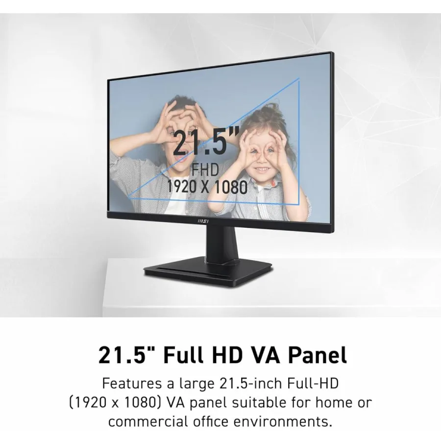 MSI PRO MP225V Monitor – 22" Full HD VA Monitor, 100Hz, 1ms, Adaptive Sync, HDMI &amp; DisplayPort – 2 Years Warranty
