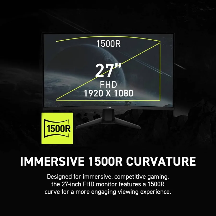 MSI MAG 274CXF Curved Gaming Monitor – 27" FHD Curved 1500R, 280Hz, 0.5ms, AMD FreeSync Premium, HDMI/DP/VGA – 3 Years Warranty