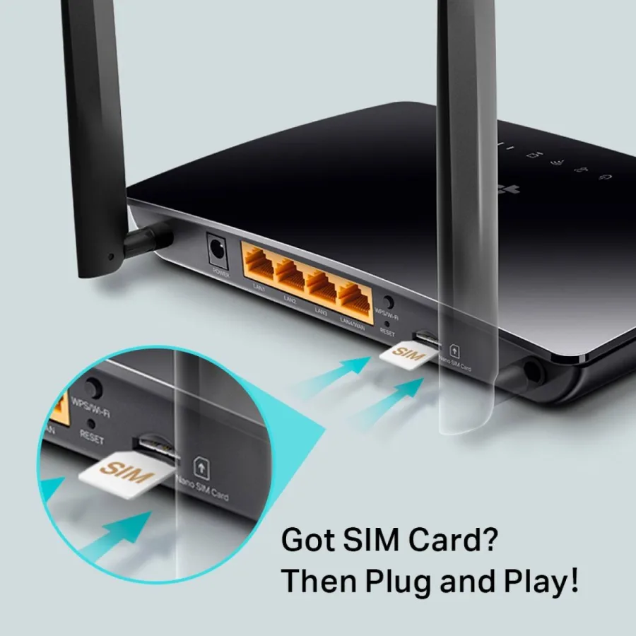 TP-Link Archer MR202 4G LTE Router – 150Mbps LTE, AC750 WiFi, SIM Card, 4 Ports
