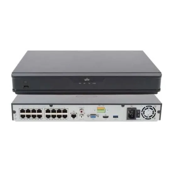 جهاز تسجيل شبكي NVR302-16S2-P16 سعة 16 قناة بدقة 4K مع 16 منفذ PoE مدمجة وباندويث 160Mbps ودعم قرصين صلبين 2 SATA