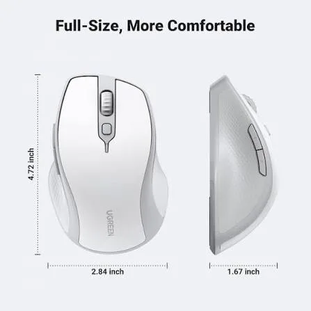 ماوس لاسلكي مريح لليد 2.4G يوجرين UGREEN MU101 بنقرات صامتة موديل 15805 (رمادي مائل للأبيض / White Gray)