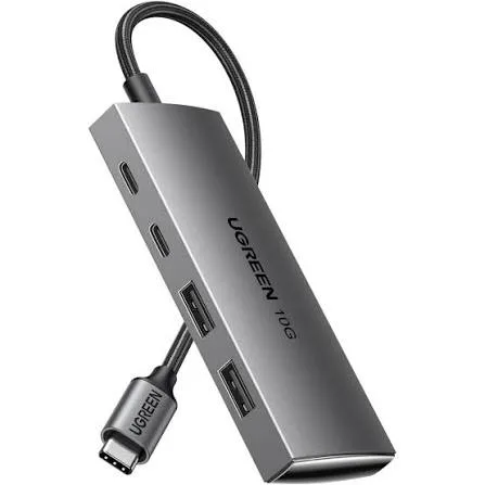 UGREEN CM480 USB-C to 2×USB-A 3.2 + 2×USB-C Adapter Hub Up to 10Gbps (Aluminium Case) - Model 30758