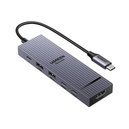 محول وموزع يو إس بي سي 6 في 1 جديد يوجرين UGREEN CM511 يضم مخرج DisplayPort ومنافذ USB 3.2 بسرعة 10Gbps مع شحن PD موديل 75586