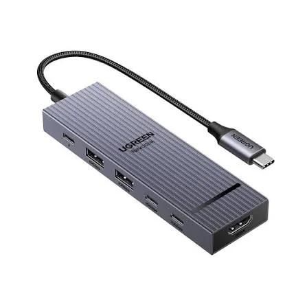 محول وموزع يو إس بي سي 6 في 1 جديد يوجرين UGREEN CM511 يضم مخرج DisplayPort ومنافذ USB 3.2 بسرعة 10Gbps مع شحن PD موديل 75586