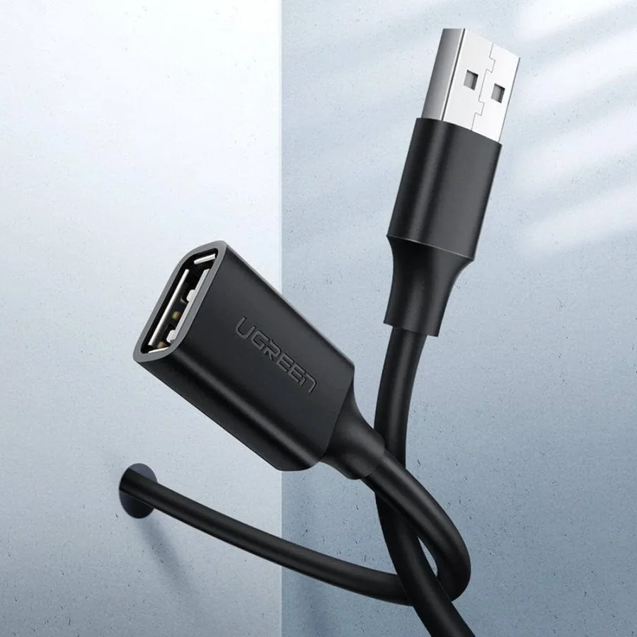 كابل تمديد ووصلة يو إس بي UGREEN USB 2.0 من نوع A ذكر إلى A أنثى بطول 1 متر موديل 10314 (أسود)