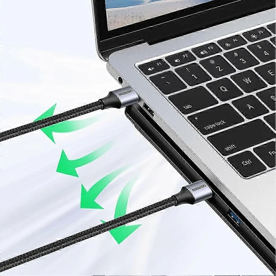 كابل يو إس بي فائق السرعة يوجرين UGREEN USB-A 3.0 ذكر إلى ذكر بهيكل ألمنيوم وسلك مضفر بطول 1 متر موديل 80790 (أسود)