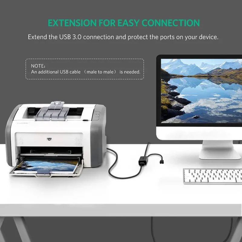 كابل تمديد يو إس بي نشط مكرر للإشارة يوجرين UGREEN USB 3.0 فائق السرعة بطول 5 أمتار مع منفذ إمداد طاقة موديل 20826