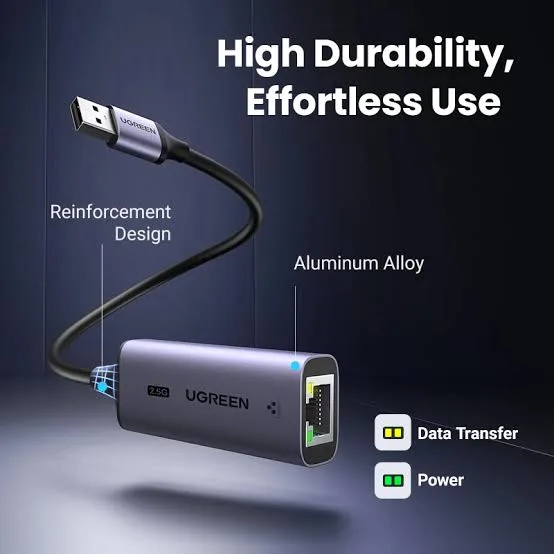 كرت ومحول شبكة يو إس بي 3.0 جيجابت إيثرنت 1000Mbps يوجرين UGREEN موديل 20255 (أبيض)