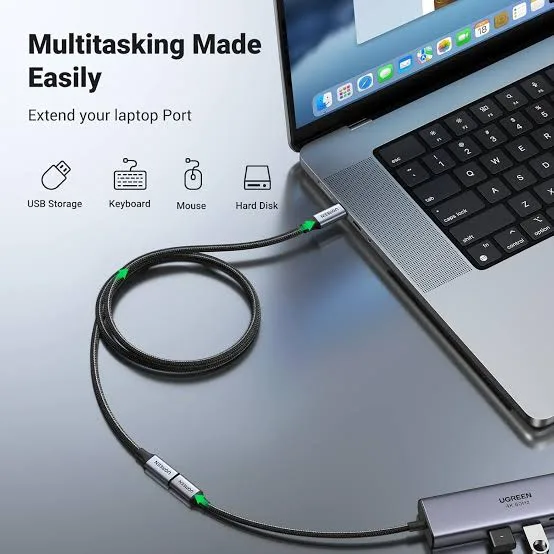 كابل يو إس بي سي 3.2 جديد فائق السرعة يوجرين UGREEN USB 3.2 Gen 2 يدعم الشحن ونقل البيانات بطول 1 متر موديل 45191