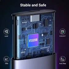 حاوية وكابينة قرص صلب خارجي هجينة يوجرين UGREEN تدعم بروتوكولين M.2 NVMe و M.2 SATA عبر منفذ USB-C موديل 90264