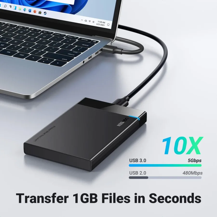 صندوق وكابينة هارد ديسك خارجي 2.5 بوصة يوجرين UGREEN USB 3.0 بتصميم غير لامع موديل 30848