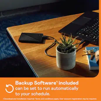WD My Passport 2TB Portable HDD USB 3.2 Gen 1, Slim Durable DesignPassword Protection &amp;amp; AES Encryption, Backup Software with Ransomware Defense Black