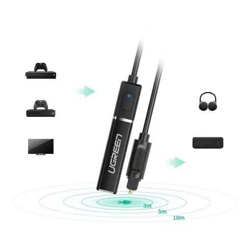جهاز إرسال صوت بلوتوث 5.0 يوجرين UGREEN بمدخل بصري أوبتيكال ومقبس 3.5 مم مع دعم aptX موديل 50213