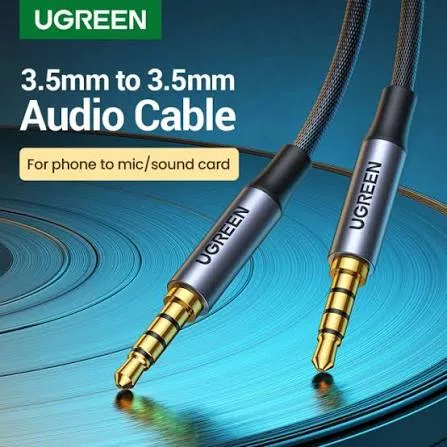 كابل صوت ومايكروفون رباعي الأقطاب 4-Pole TRRS يوجرين UGREEN بمقبس 3.5 مم بهيكل ألمنيوم أزرق وسلك مضفر (متوفر بعدة خيارات أطوال من 0.5 متر إلى 5 أمتار)
