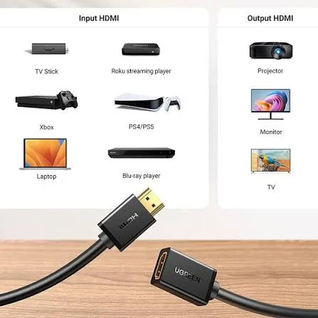 كابل تمديد وإطالة شاشة HDMI يوجرين UGREEN ذكر إلى أنثى يدعم دقة 4K (متوفر بعدة خيارات أطوال من 0.5م إلى 5 أمتار) - أسود