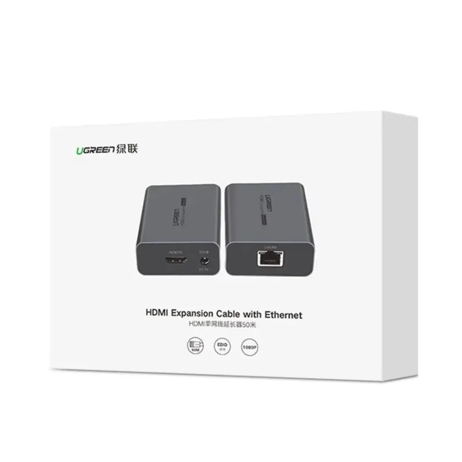 جهاز تمديد إشارة HDMI شبكي احترافي يوجرين UGREEN عبر كابل Cat6 لمسافة 70 متراً بقابس أوروبي موديل 20519EU