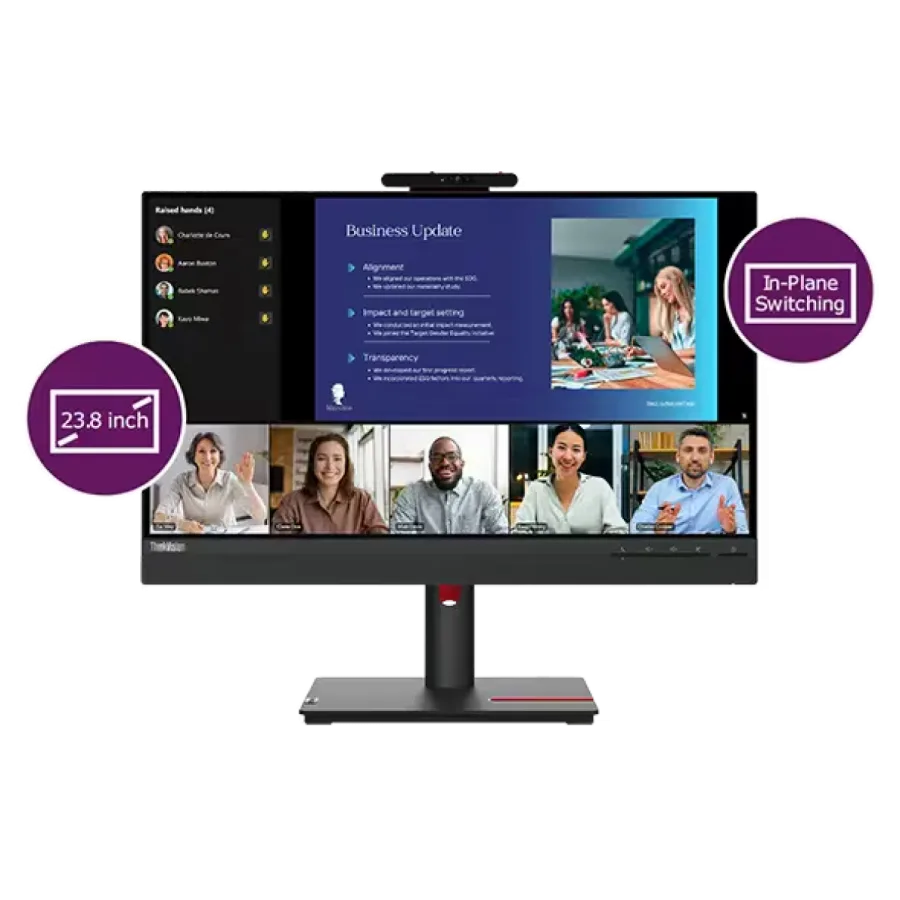Lenovo ThinkVision T24v-30 Monitor – 23.8" IPS FHD Display, 75Hz, 4ms Response Time, Built-In Speakers, Black – 3 Year Warranty