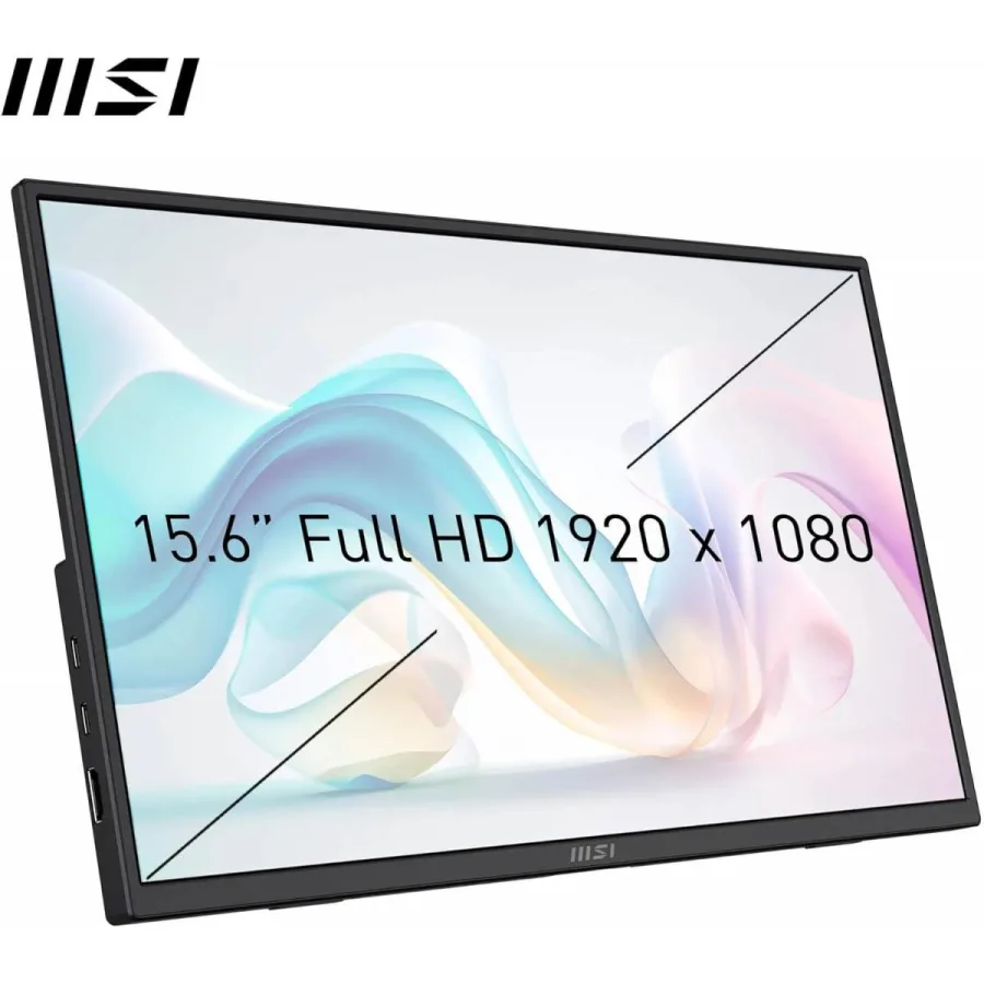 MSI PRO MP165 E6 Portable Monitor – 15.6" FHD IPS Portable Display, 60Hz, 4ms, USB-C &amp; HDMI, Built-in Speaker/Mic – Black