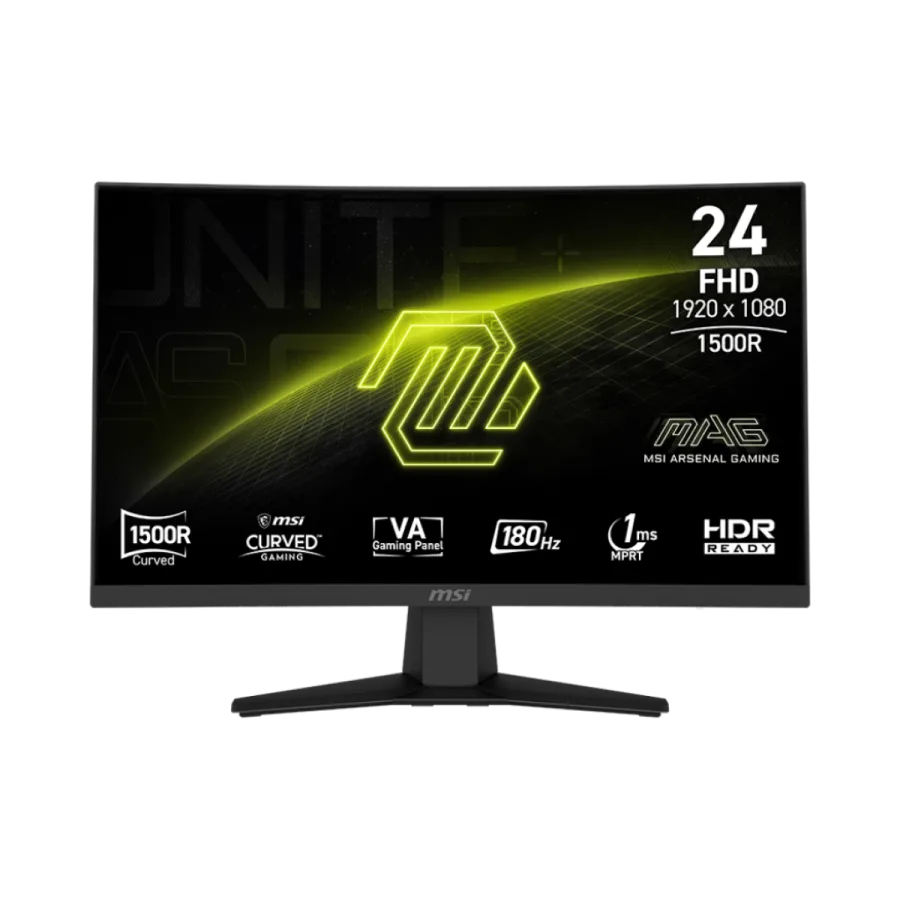MSI MAG 244C Curved Gaming Monitor – 24" FHD Curved 1500R, 180Hz, 1ms, HDR Ready, HDMI &amp; DisplayPort – 3 Years Warranty