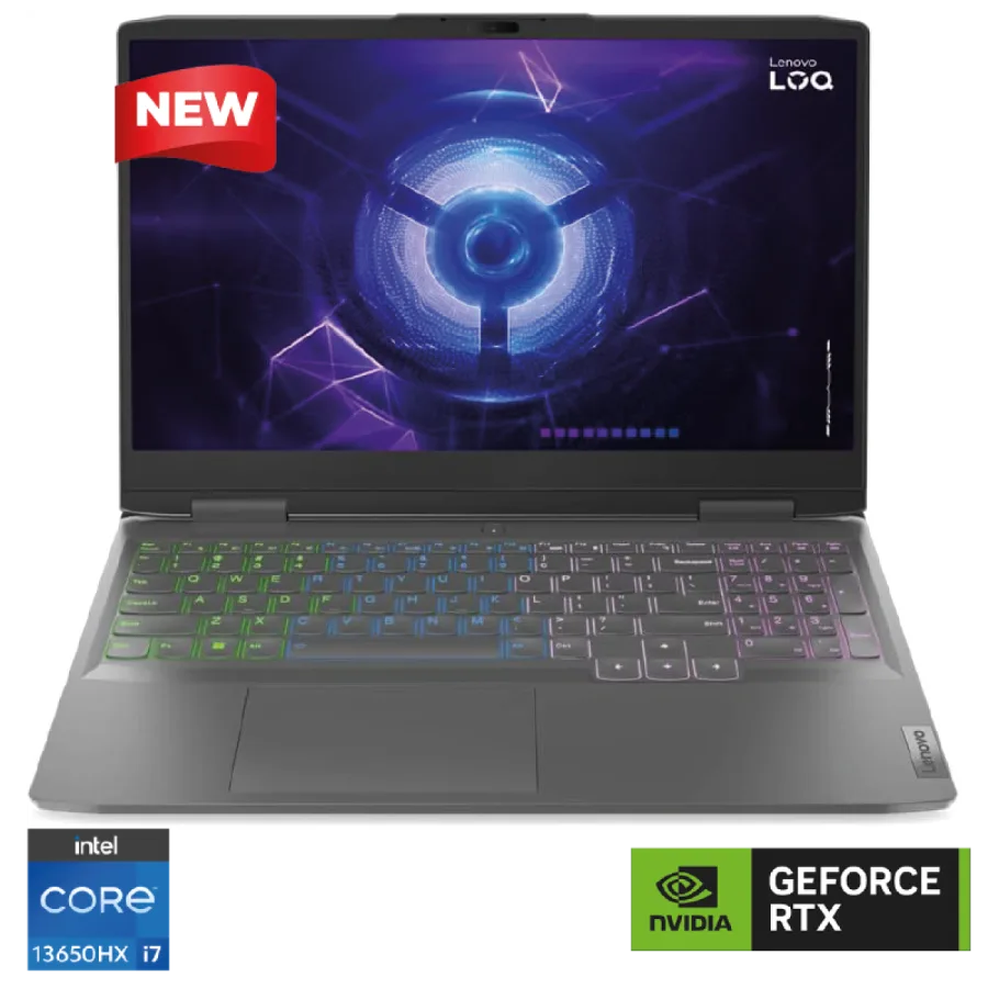 Lenovo LOQ 15IRX9 Gaming Laptop – Intel Core i7-13650HX, RTX 3050 6GB, 16GB DDR5, 512GB SSD, 15.6" FHD 144Hz – Luna Grey