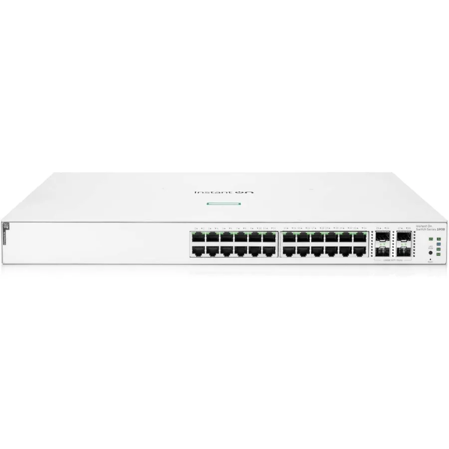 سويتش Aruba HPE Instant On 1930 – 24 منفذ جيجابت + 4 منافذ SFP+ مع PoE بقدرة 370W (إدارة ذكية Layer 2+)