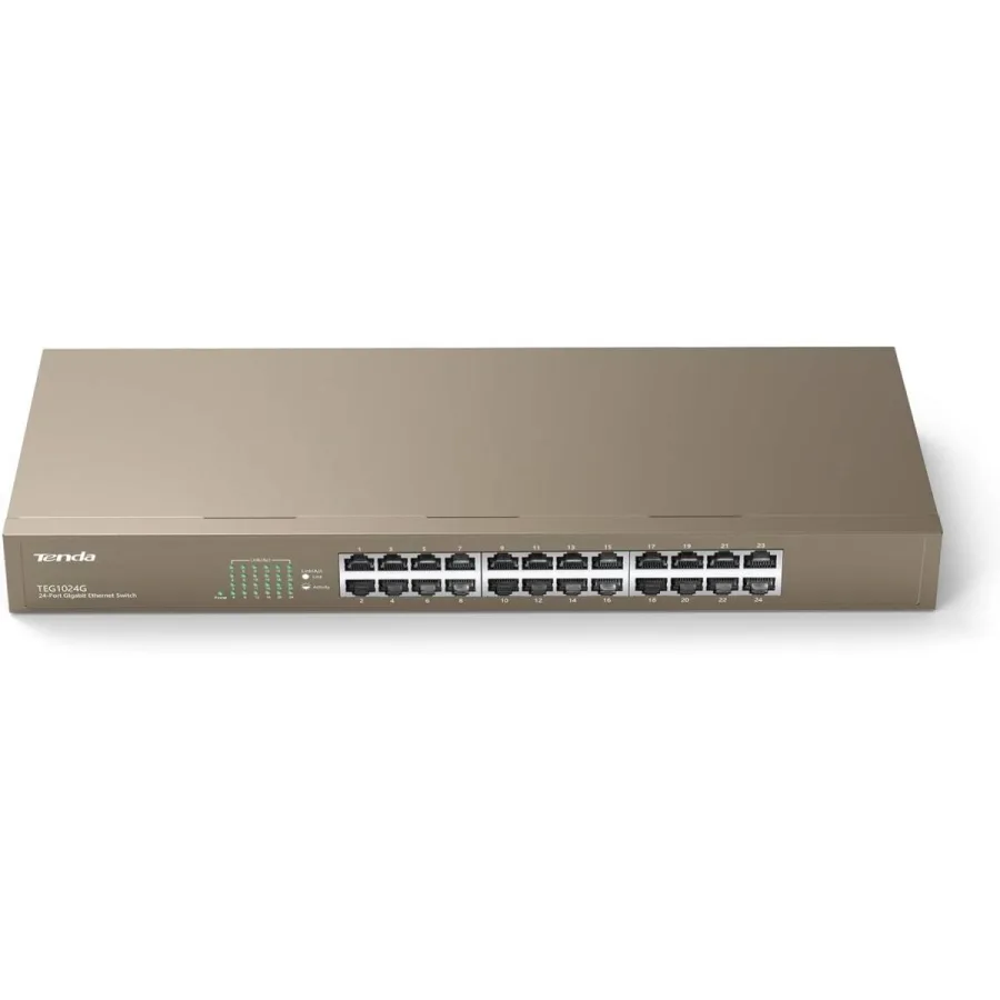 سويتش Tenda TEG1024G V9.0 – 24 منفذ جيجابت بسرعة عالية 48Gbps، Plug & Play للشبكات الاحترافية