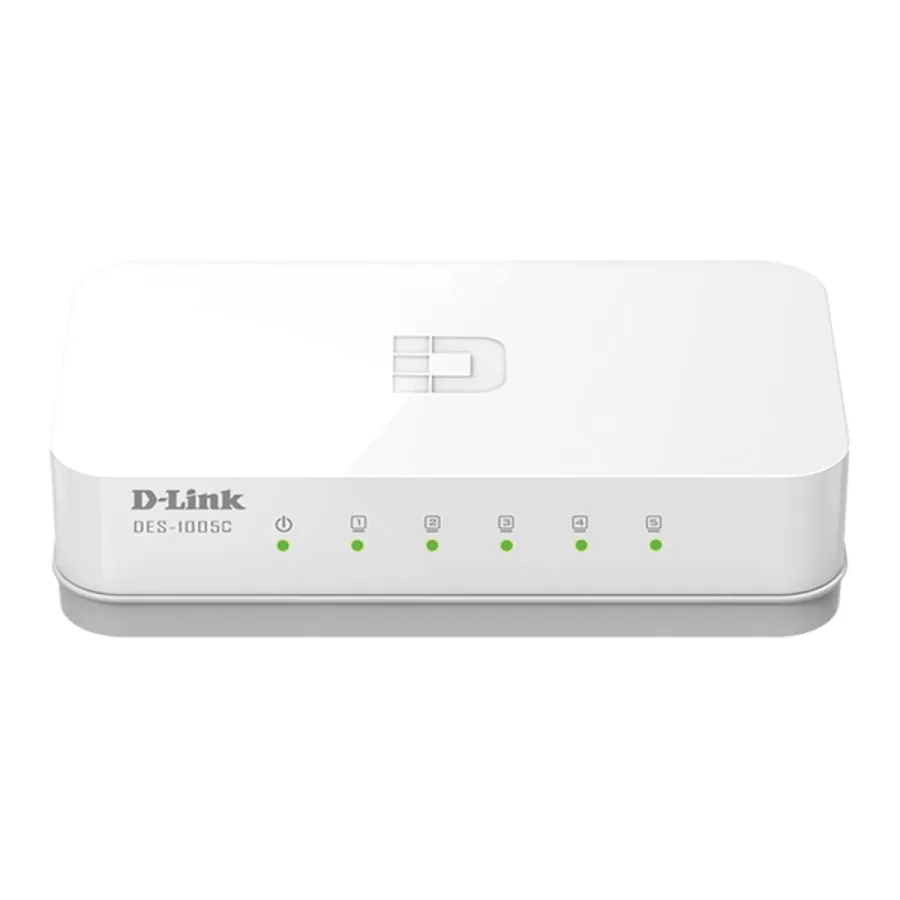 سويتش D-Link DES-1005C – 5 منافذ 10/100 Mbps غير مُدار، Plug & Play للشبكات المنزلية والمكتبية