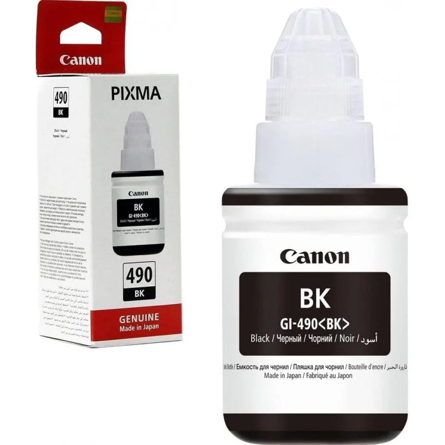 Canon Gi 490 Black Ink Bottle, Original Ink Refill Compatible With Canon Pixma G Series Printers, Print Up To 6000 A4 Pages, For Deep Blacks &amp; Crisp Text, 0663C001, Gi-490 Bk