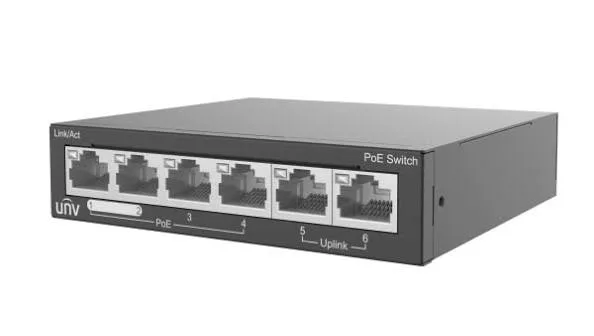 سويتش شبكة يونيارش NSW2020-6T-POE-IN بـ 6 منافذ (4 منافذ PoE + منفذا Uplink مستقلان)