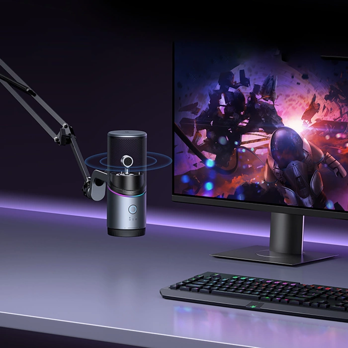 مايكروفون مكتبي مكثف USB احترافي يوجرين UGREEN CM769 بإضاءة RGB وتقنية إلغاء الضوضاء للألعاب والبث موديل 35629 (أسود)