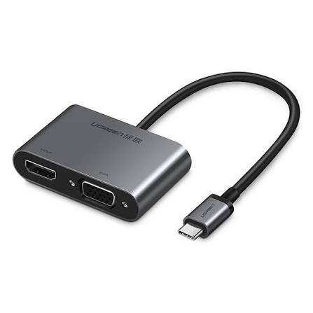 UGREEN CM162 USB-C to HDMI + VGA Adapter with PD Fast Charging Port (Simultaneously Use) - Model 50505 (Space Gray)