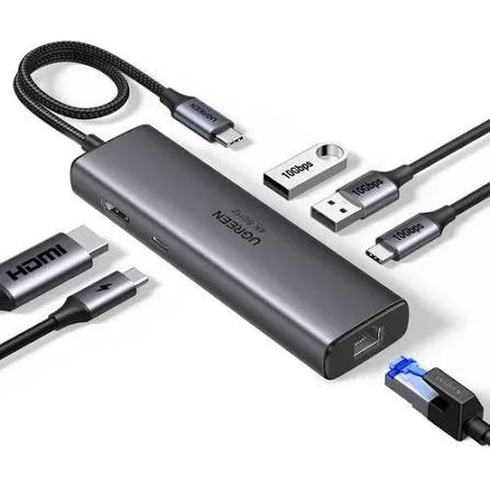 UGREEN CM219 USB-C to 4-Port USB 3.0 Hub up to 5Gbps with USB-C Power Supply Port (ABS Case + Metallic Paint) - Model 70336