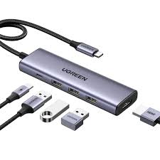 محول وموزع يو إس بي سي متعدد الوظائف يوجرين UGREEN CM511 يضم منفذ HDMI و3 منافذ USB 3.0 مع منفذ شحن PD بهيكل ألمنيوم موديل 15596