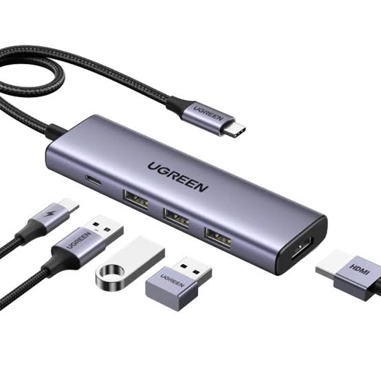 محول وموزع يو إس بي سي متعدد الوظائف يوجرين UGREEN CM511 يضم منفذ HDMI 4K و3 منافذ USB 3.0 أنثى مع منفذ شحن USB-C PD موديل 15597