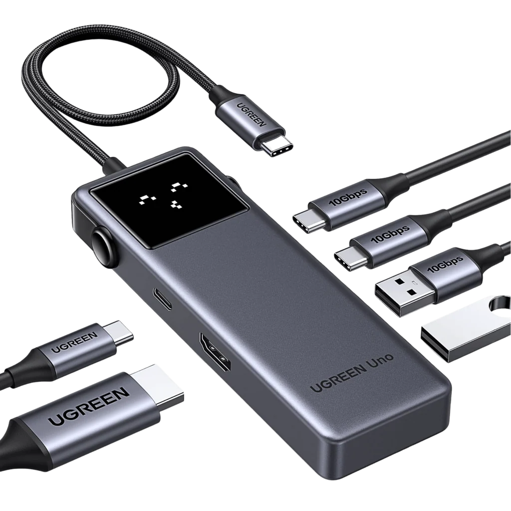 محول وموزع يو إس بي سي جديد 6 في 1 يوجرين UGREEN Uno CM888 يضم منفذ HDMI ومنافذ USB 3.2 فئة A وفئة C مع شحن PD موديل 35998