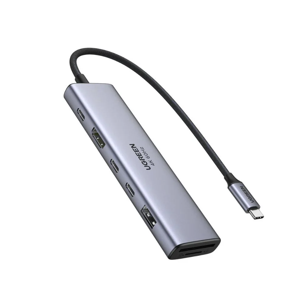 محول وموزع يو إس بي سي 7 في 1 جديد يوجرين UGREEN CM511 بدقة HDMI 4K@60Hz ومنافذ USB 3.2 مع قارئ بطاقات SD/TF وشحن PD موديل 45521