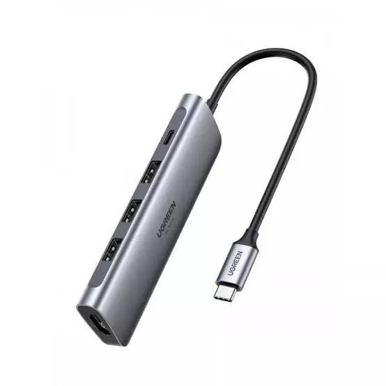 محول وموزع يو إس بي سي ألمنيوم متعدد الوظائف يوجرين UGREEN CM136 يضم HDMI 4K 2.0 و3 منافذ USB 3.0 مع شحن PD موديل 70495 (رمادي فلكي)