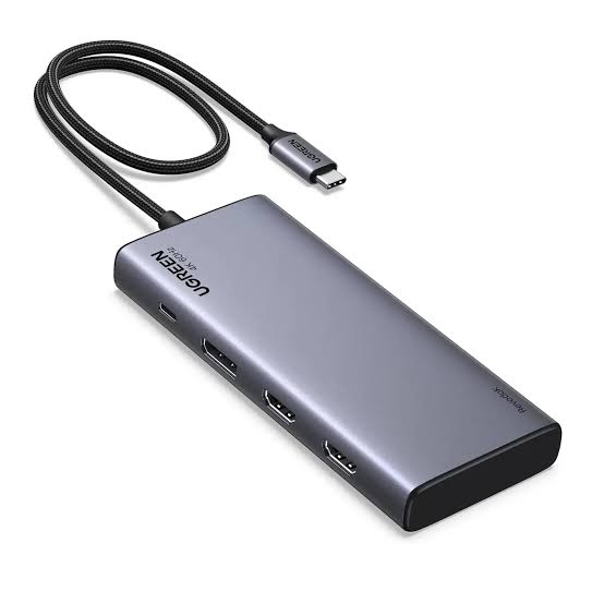 محول وموزع يو إس بي سي 8 في 1 احترافي يوجرين UGREEN CM859 يضم منفذي HDMI ومخرج DisplayPort ومنافذ USB 3.2 مع شحن PD موديل 55625