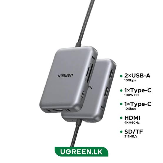 موزع يو إس بي سي مغناطيسي محمول جديد يوجرين UGREEN يضم منفذ HDMI ومنافذ USB 3.2 بسرعة 10Gbps مع قارئ بطاقات SD موديل 65759