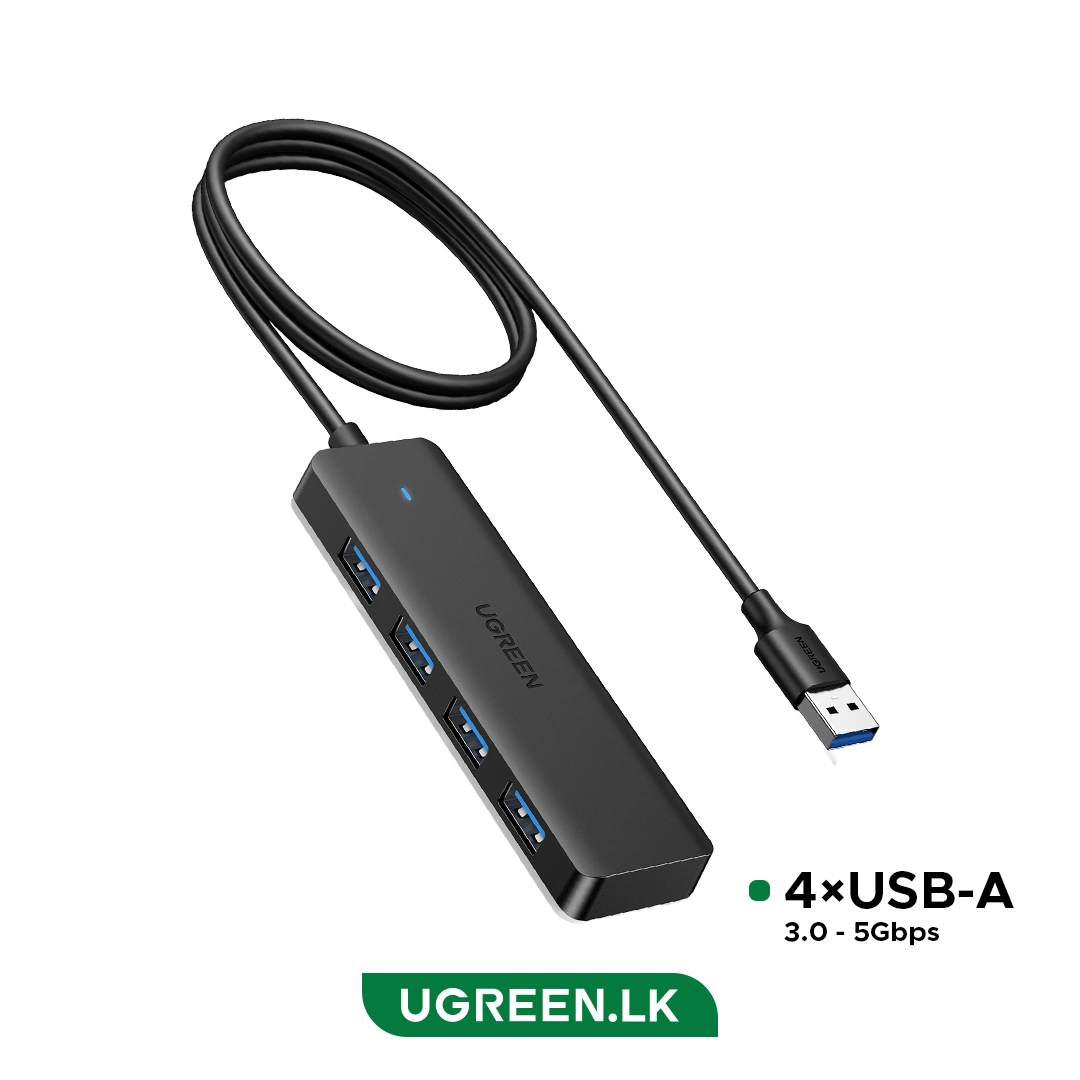 محول وموزع يو إس بي جديد UGREEN USB-A 3.0 يضم 4 منافذ USB-A 3.0 بسرعة 5Gbps بكابل 1 متر موديل 35574 (أسود)