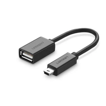 وصلة وكابل OTG ميني يو إس بي ذكر إلى USB 2.0 أنثى يوجرين UGREEN بطول 10 سم موديل 10383 (أسود)