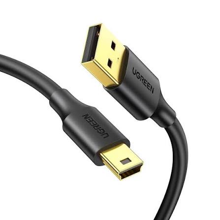 كابل يو إس بي 2.0 إلى ميني يو إس بي 5Pin يوجرين UGREEN برؤوس مطلية بالذهب بطول 0.25 متر موديل 10353 (أسود)