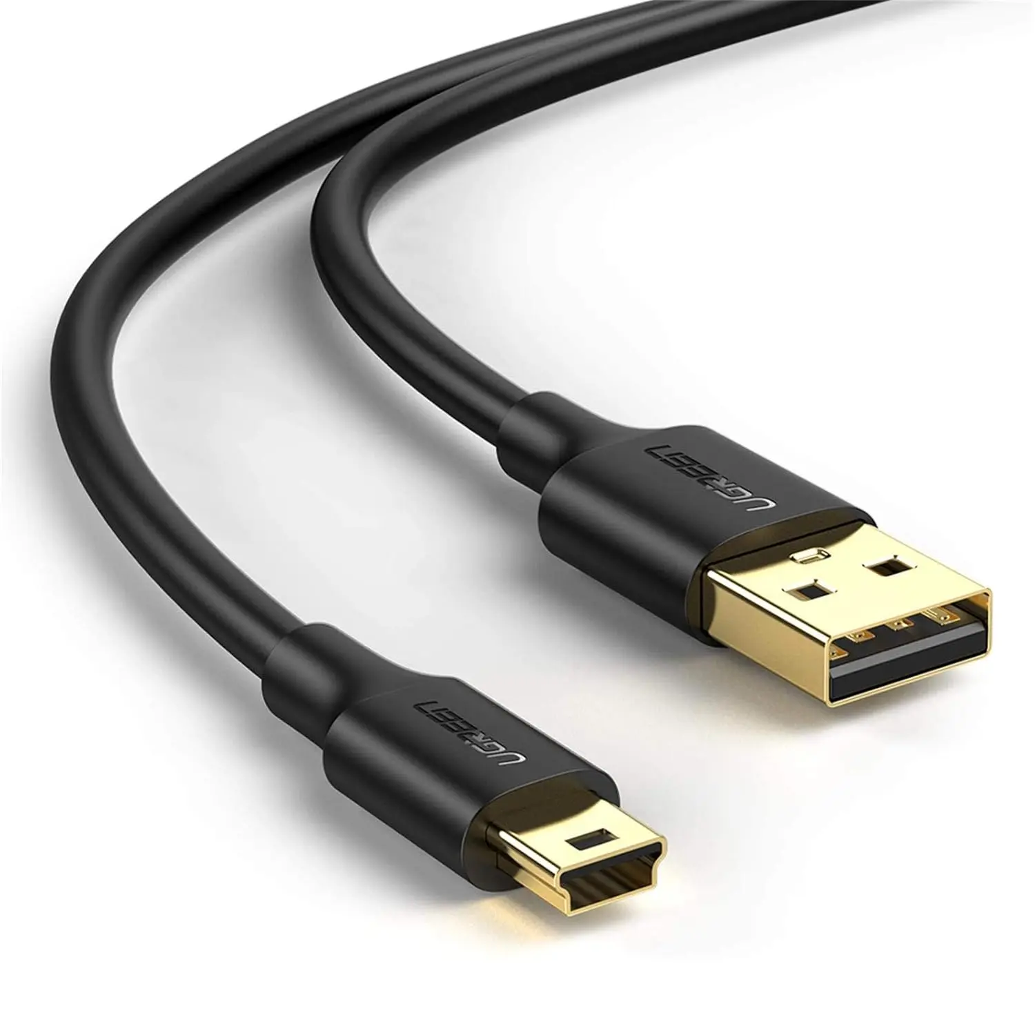 كابل يو إس بي 2.0 إلى ميني يو إس بي 5Pin يوجرين UGREEN برؤوس مطلية بالذهب بطول 0.50 متر موديل 10354 (أسود)