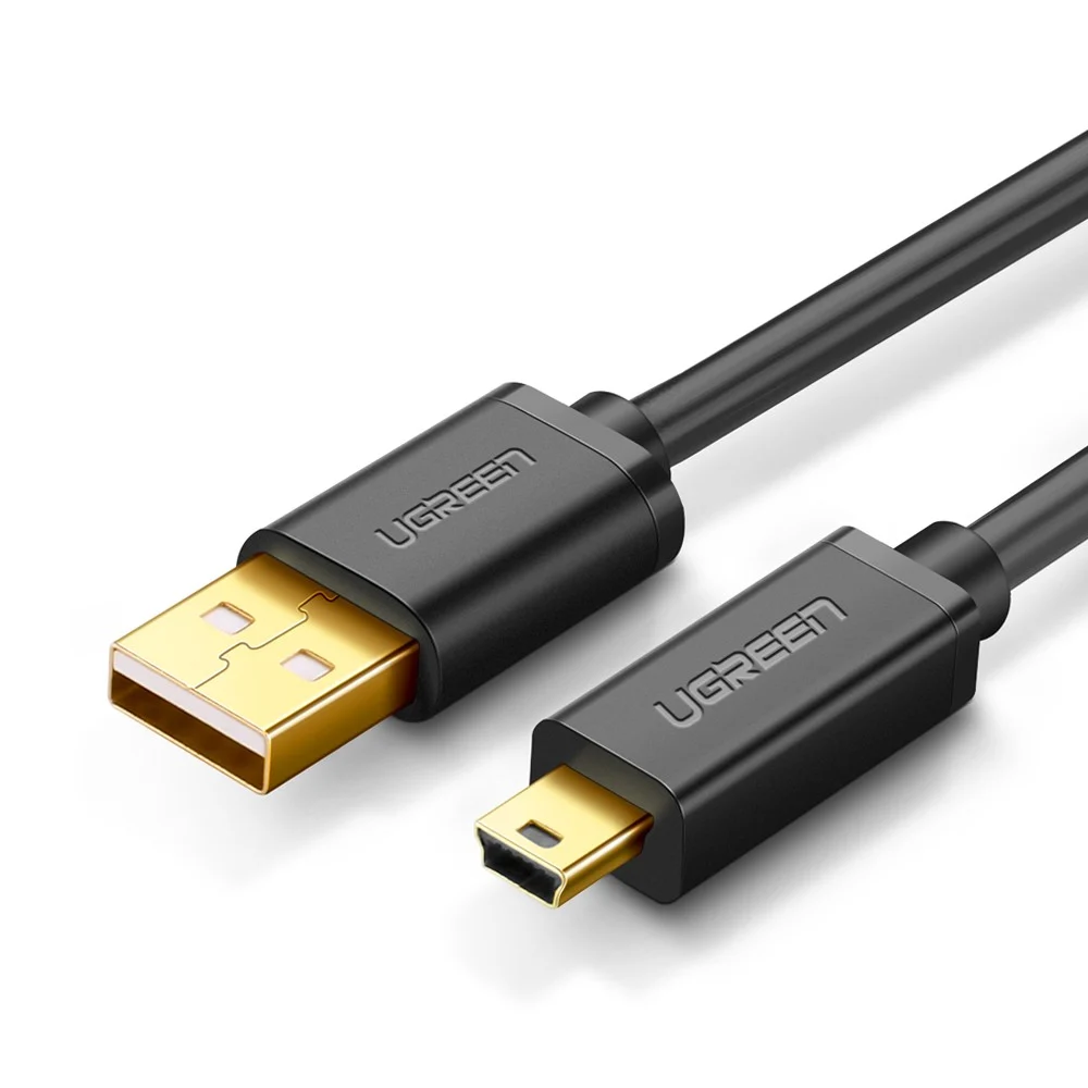 كابل يو إس بي 2.0 إلى ميني يو إس بي 5Pin يوجرين UGREEN برؤوس مطلية بالذهب بطول 1.5 متر موديل 10385 (أسود)