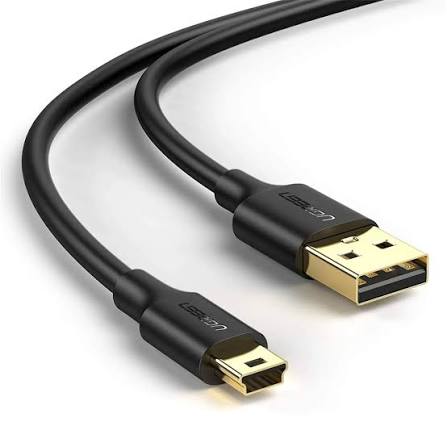 كابل يو إس بي 2.0 إلى ميني يو إس بي 5Pin يوجرين UGREEN برؤوس مطلية بالذهب بطول 3 أمتار موديل 10386 (أسود)
