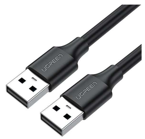 كابل يو إس بي UGREEN USB 2.0 من نوع A ذكر إلى A ذكر مزدوج بطول 1 متر موديل 10309 (أسود)
