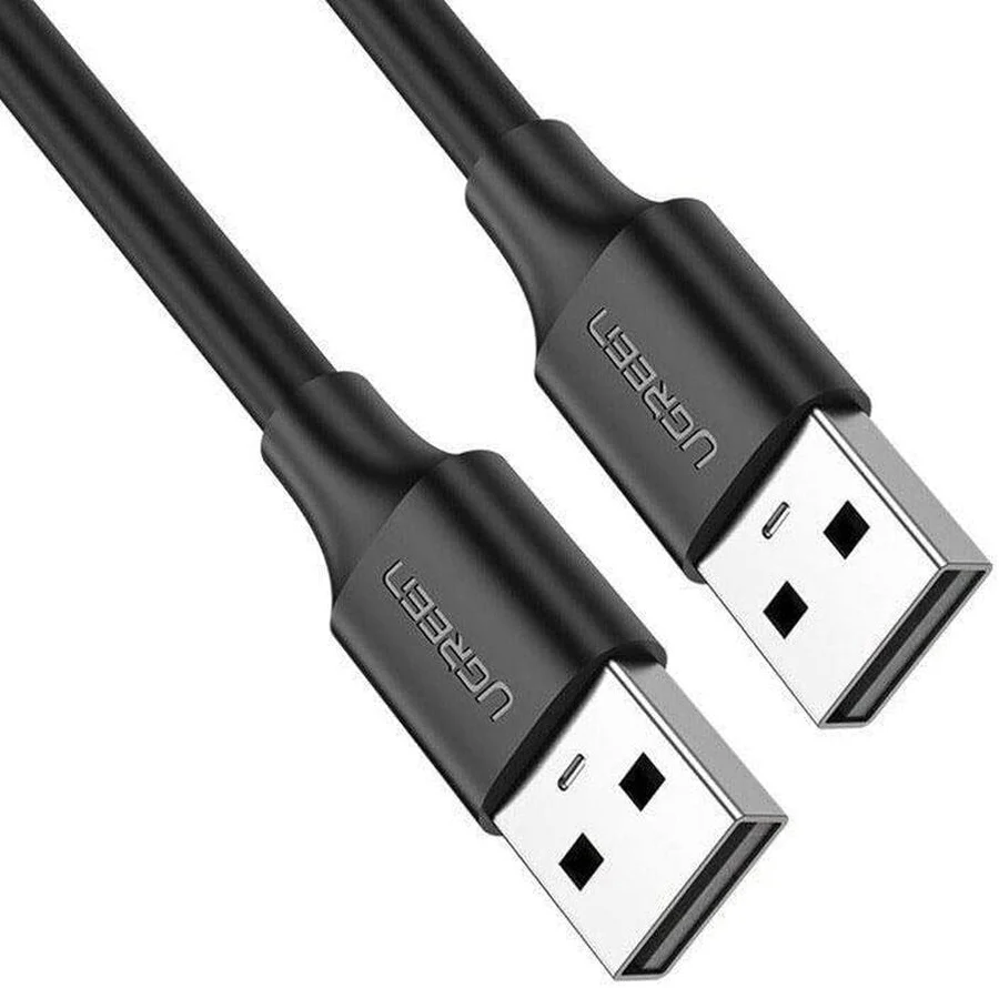 كابل يو إس بي UGREEN USB 2.0 من نوع A ذكر إلى A ذكر مزدوج بطول 3 أمتار موديل 30136 (أسود)