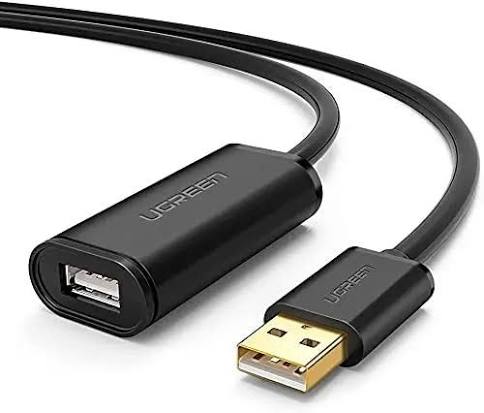 كابل تمديد يو إس بي نشط مكرر للإشارة يوجرين UGREEN USB 2.0 مزود بشريحة معالجة بطول 10 أمتار موديل 10321 (أسود)