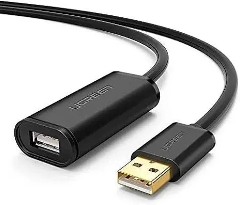 كابل تمديد يو إس بي نشط مكرر للإشارة يوجرين UGREEN USB 2.0 مزود بشريحة معالجة بطول 10 أمتار موديل 10321 (أسود)