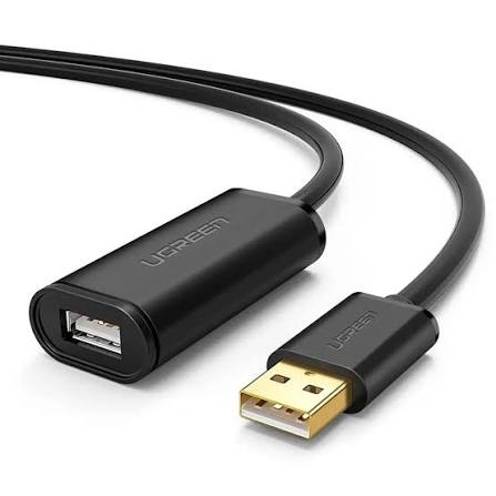 كابل تمديد يو إس بي نشط مكرر للإشارة يوجرين UGREEN USB 2.0 مزود بشريحة معالجة بطول 20 متراً موديل 10324 (أسود)